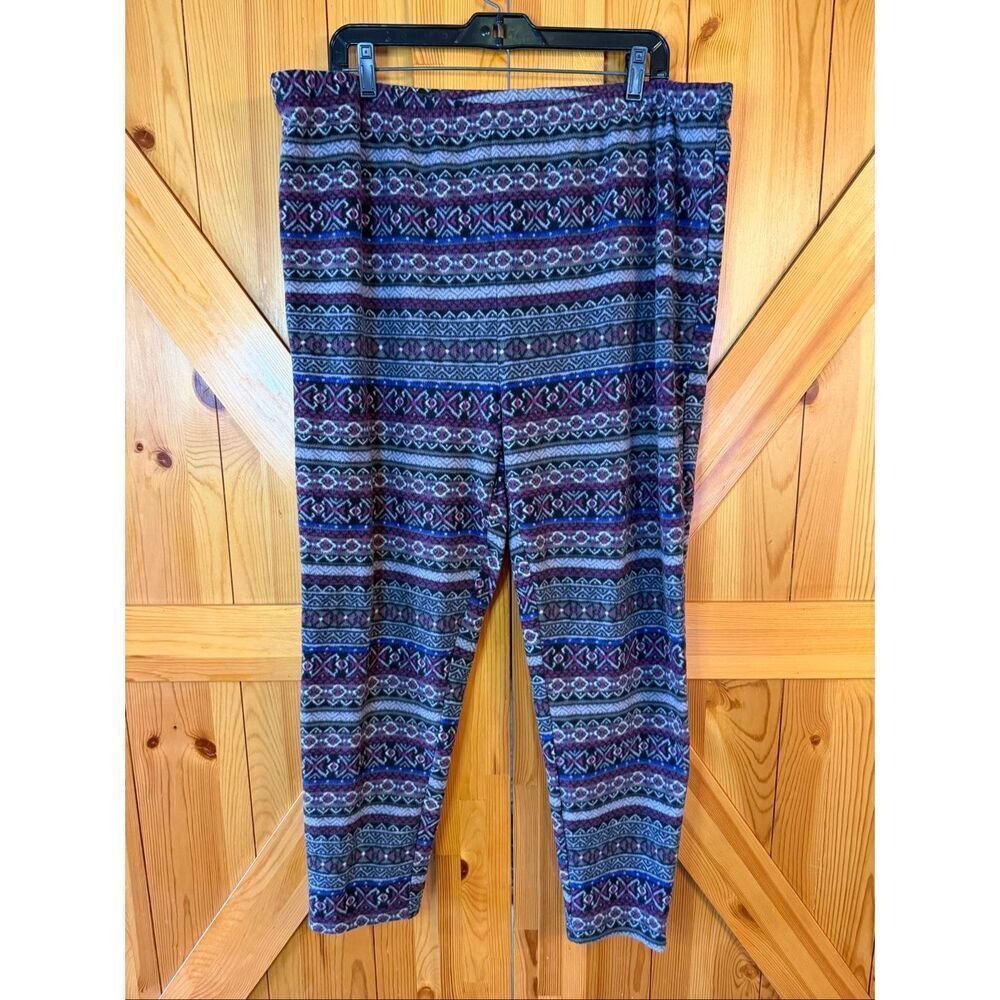 Cuddl Duds Black Gray Multicolor Fleecewear Stretch Leggings Size XXL (7206)